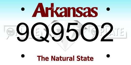 9Q95O2 Arkansas License Plate