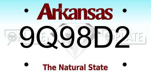 9Q98D2 Arkansas License Plate