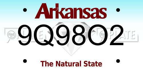 9Q98O2 Arkansas License Plate