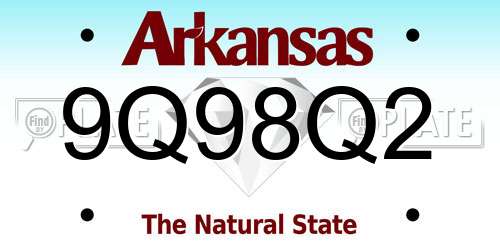 9Q98Q2 Arkansas License Plate