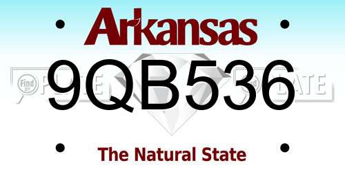 9QB536 Arkansas License Plate