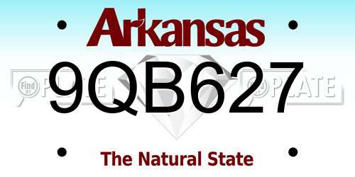 9QB627 Arkansas License Plate