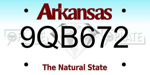 9QB672 Arkansas License Plate