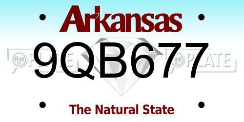 9QB677 Arkansas License Plate