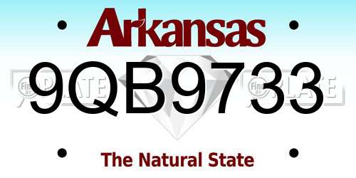 9QB9733 Arkansas License Plate