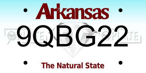 9QBG22 Arkansas License Plate