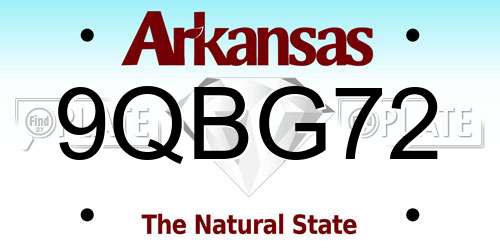 9QBG72 Arkansas License Plate