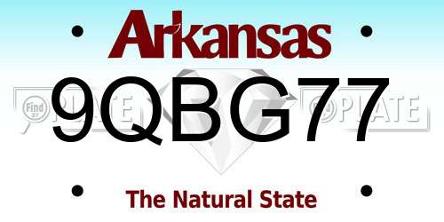 9QBG77 Arkansas License Plate