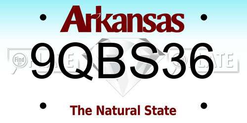 9QBS36 Arkansas License Plate