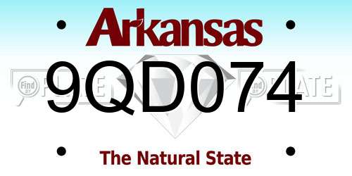 9QD074 Arkansas License Plate