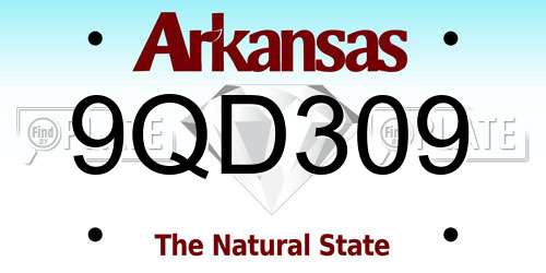 9QD309 Arkansas License Plate
