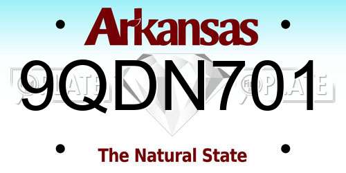 9QDN701 Arkansas License Plate