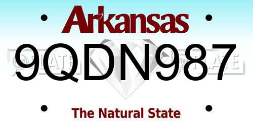 9QDN987 Arkansas License Plate