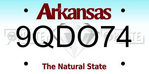 9QDO74 Arkansas License Plate