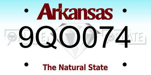 9QO074 Arkansas License Plate