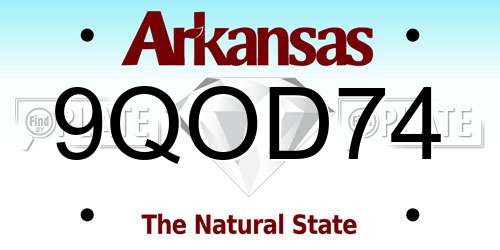 9QOD74 Arkansas License Plate