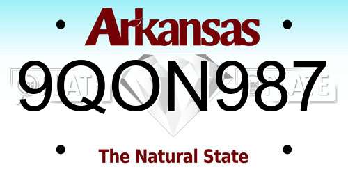 9QON987 Arkansas License Plate