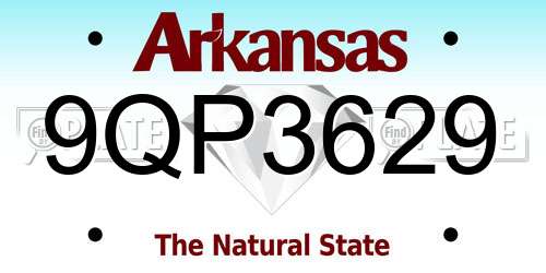 9QP3629 Arkansas License Plate