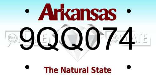 9QQ074 Arkansas License Plate