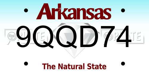 9QQD74 Arkansas License Plate