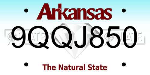 9QQJ850 Arkansas License Plate