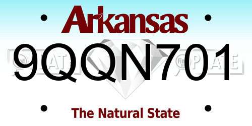 9QQN701 Arkansas License Plate