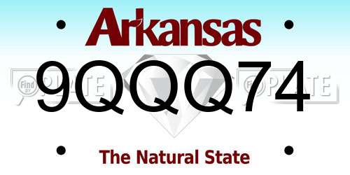 9QQQ74 Arkansas License Plate