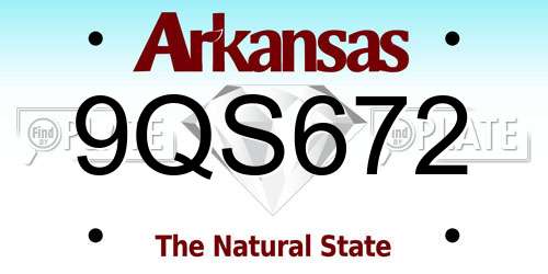 9QS672 Arkansas License Plate