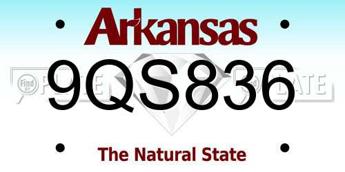 9QS836 Arkansas License Plate