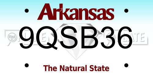 9QSB36 Arkansas License Plate