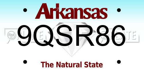9QSR86 Arkansas License Plate
