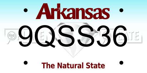 9QSS36 Arkansas License Plate