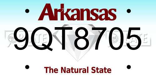 9QT8705 Arkansas License Plate
