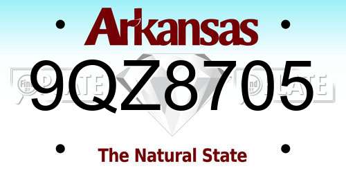 9QZ8705 Arkansas License Plate