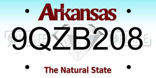 9QZB208 Arkansas License Plate