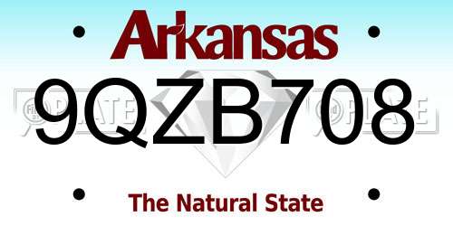9QZB708 Arkansas License Plate