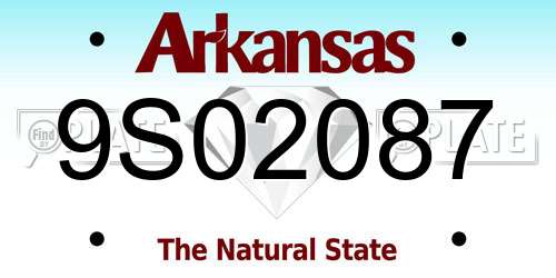 9S02087 Arkansas License Plate