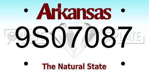 9S07087 Arkansas License Plate