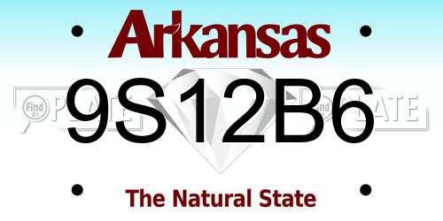 9S12B6 Arkansas License Plate
