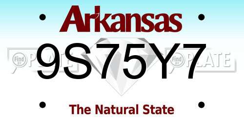 9S75Y7 Arkansas License Plate