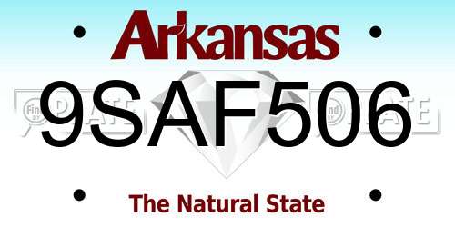 9SAF506 Arkansas License Plate