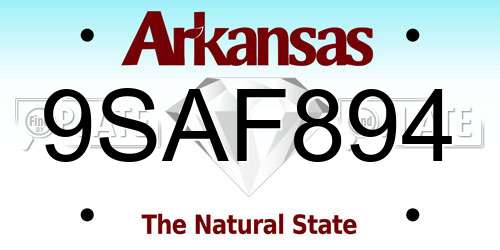 9SAF894 Arkansas License Plate