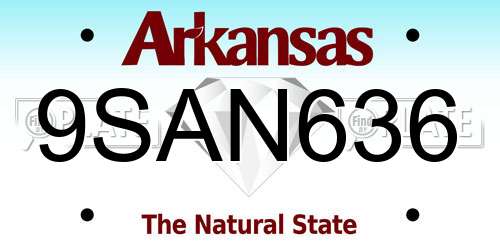 9SAN636 Arkansas License Plate