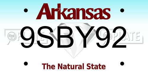 9SBY92 Arkansas License Plate