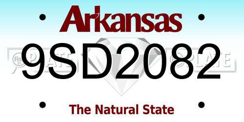 9SD2082 Arkansas License Plate