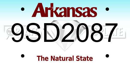 9SD2087 Arkansas License Plate