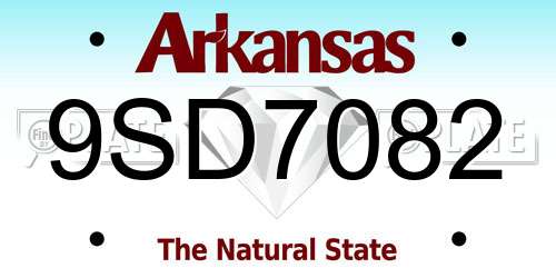 9SD7082 Arkansas License Plate