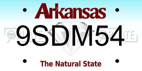 9SDM54 Arkansas License Plate