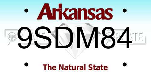 9SDM84 Arkansas License Plate
