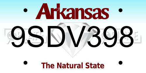 9SDV398 Arkansas License Plate